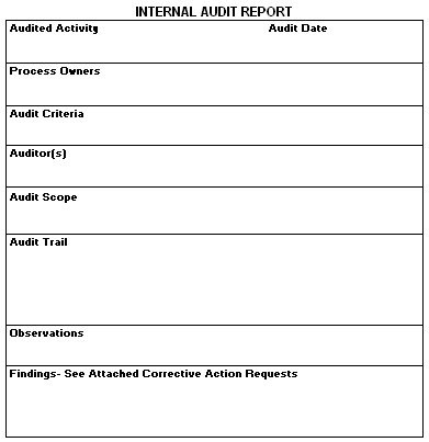 internal audit report form